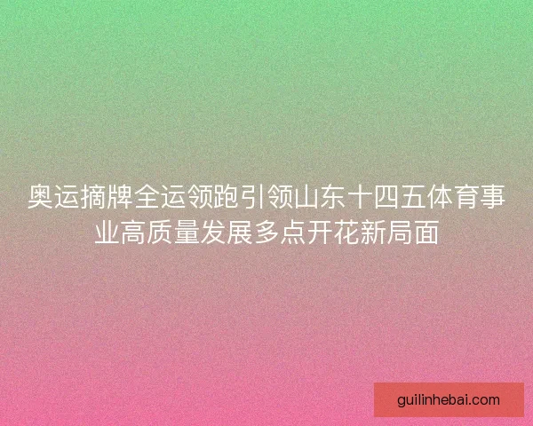 奥运摘牌全运领跑引领山东十四五体育事业高质量发展多点开花新局面