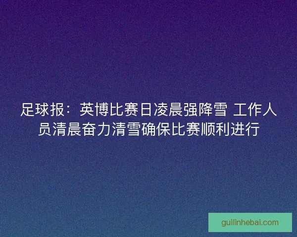 足球报：英博比赛日凌晨强降雪 工作人员清晨奋力清雪确保比赛顺利进行