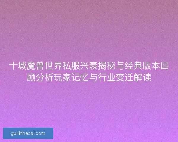 十城魔兽世界私服兴衰揭秘与经典版本回顾分析玩家记忆与行业变迁解读