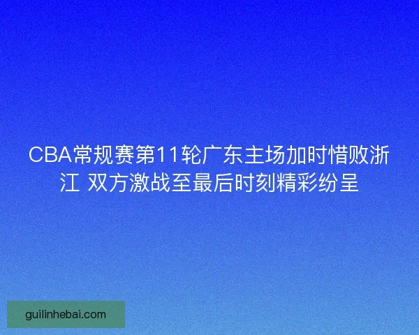 CBA常规赛第11轮广东主场加时惜败浙江 双方激战至最后时刻精彩纷呈 CBA常规赛第11轮广东主场加时惜败浙江 双方激战至最后时刻精彩纷呈
